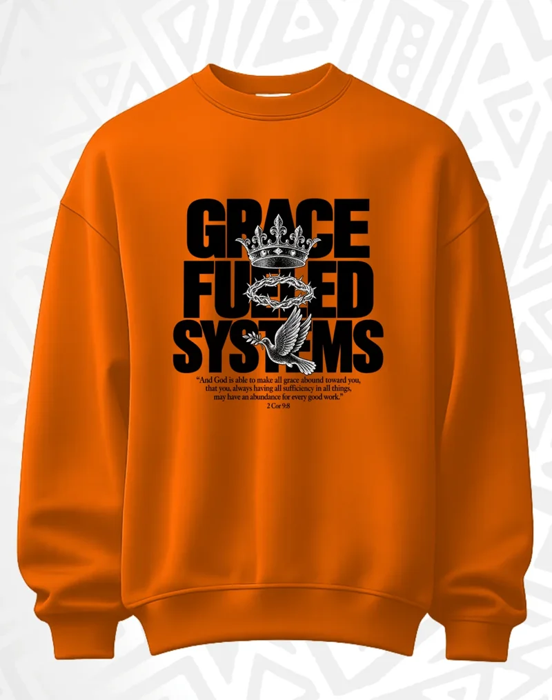 BCM Sweatshirt — Grace Fueled Systems — Orange — front