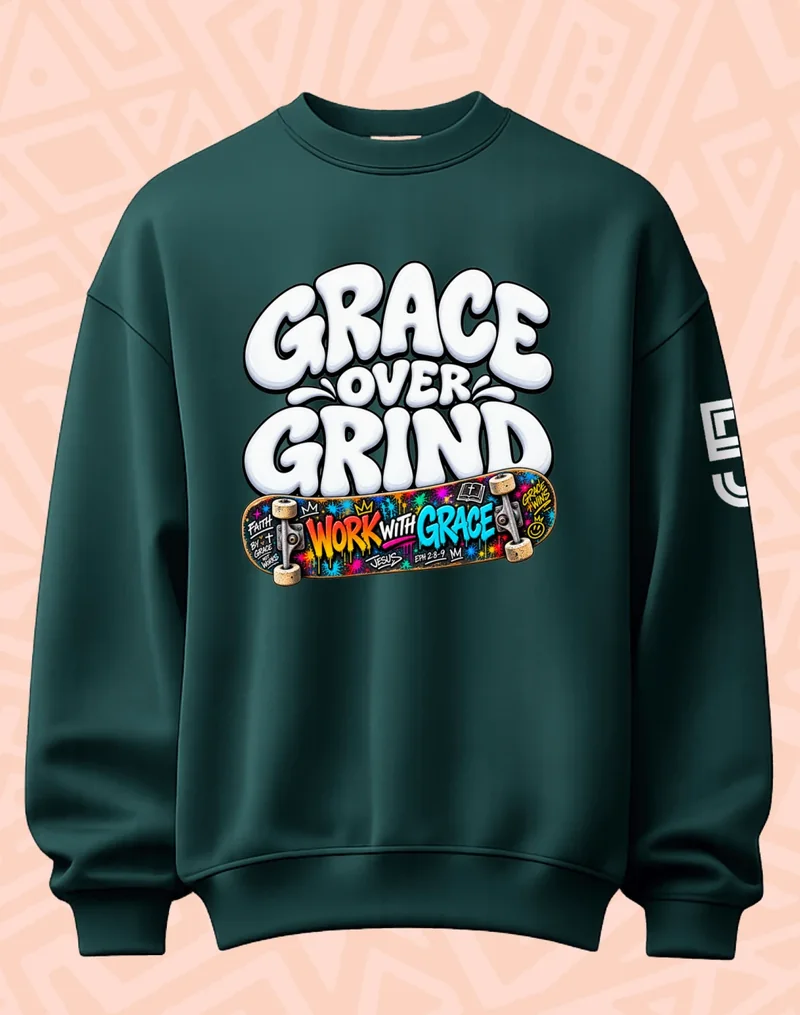 BCM Sweatshirt — Grace Over Grind — Forest Green — front